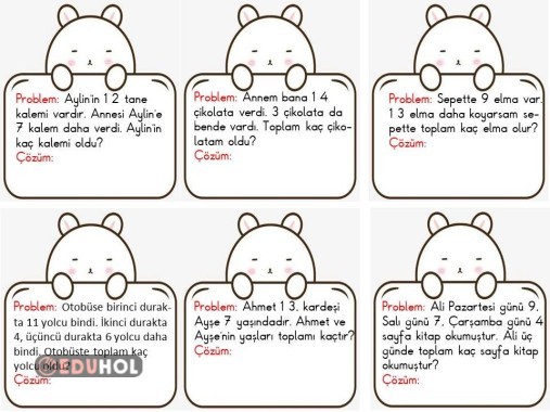 TOPLAMA ŞLEMİ PROBLEMLERİDEFTERE KES - YAPIŞTIR