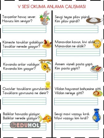 V Sesi Okuduğunu Anlama Eduhol Etkinlik İndir Oyun Oyna Test Çöz Video İzle