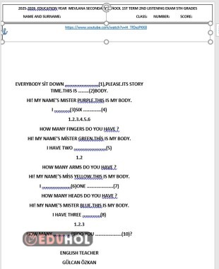 5.1.DÖNEM 2.DİNLEME SINAVI
