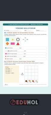 1.Sinif  Matematik Dersi Yön Bulma