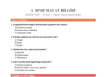 1. Sınıf Hayat Bilgisi Üniteler Testi Ben ve Okulum