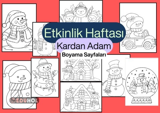 Etkinlik Haftası ''KARDAN ADAM'' Boyama Sayfaları