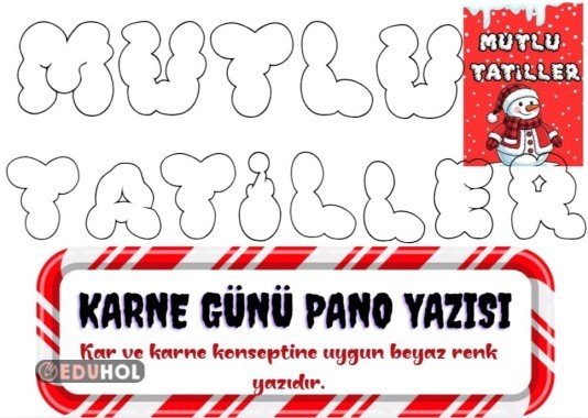 Karne kılıflarına uygun aynı yazı karakteri ile 'MUTLU TAYİLLER' yazı şablonu