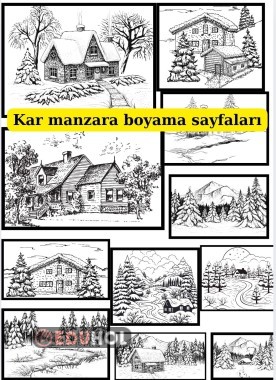 Kış Manzara Boyama Sayfaları