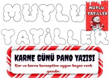 Karne kılıflarına uygun aynı yazı karakteri ile 'MUTLU TATİLLER' yazı şablonu