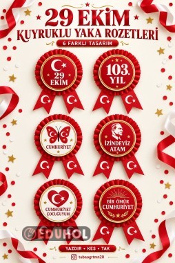 29 Ekim kuyruklu yaka rozetleri 6 çeşit