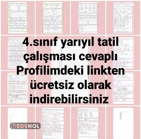 4.sınıf yarıyıl tatili çalışması ,cevaplı