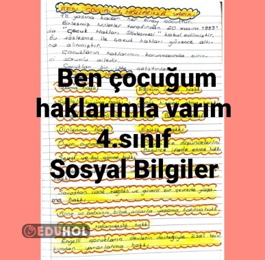 Ben çocuğum haklarımla varım 4.sınıf Sosyal Bilgiler