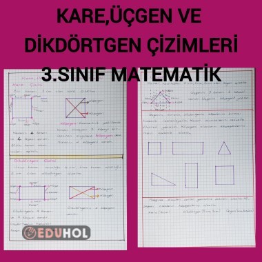 Kare, üçgen ve dikdörtgen çizimleri 3.sınıf matematik