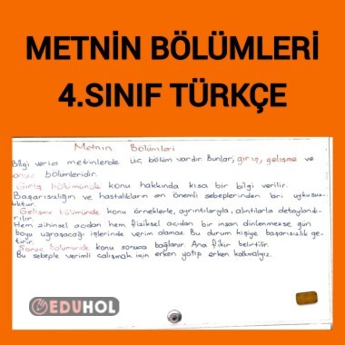 Metnin bölümleri 4.sınıf Türkçe