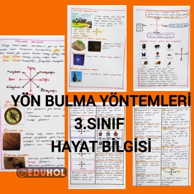 Yön bulma yöntemleri ve değerlendirme soruları 3.sınıf hayat bilgisi