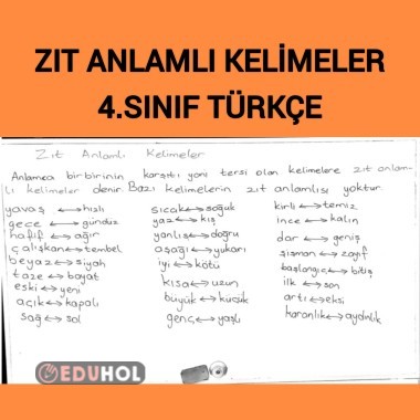 Zıt anlamlı kelimeler