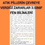 Atık pillerin çevreye verdiği zararlar 3.sınıf fen bilimleri