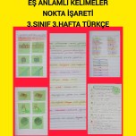 Eş anlamlı kelimeler ve nokta işareti 3.sınof Türkçe