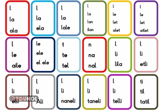 l sesi hızlı okuma kelime ve karesel metinler