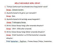 MİLLİ MÜCADELE SORU CEVAP