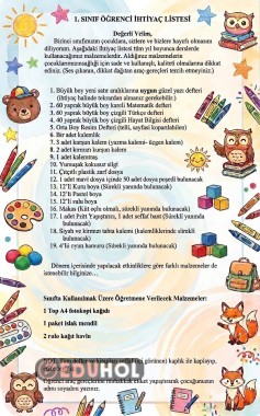 1.SINIF İHTİYAÇ LİSTESİ