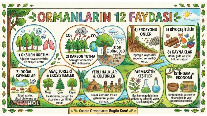Ormanların Faydaları Renkli Poster (12 A4)