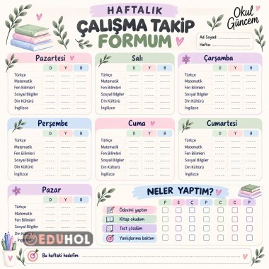 Haftalık Çalışma Planı