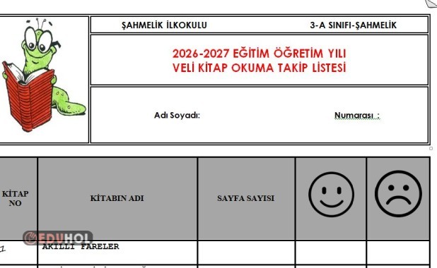 2026-2027 EĞİTİM ÖĞRETİM YILI  VELİ KİTAP OKUMA TAKİP LİSTESİ