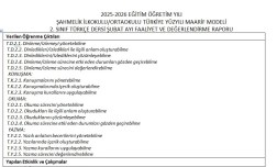 2.SINIF TÜRKÇE DERSİ ŞUBAT AYI FAALİYET VE DEĞERLENDİRME RAPORU