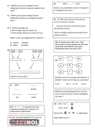 4.sınıf deneme sınavı dosyaları matematik