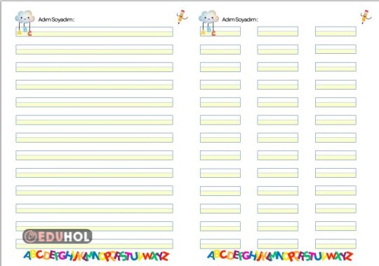 1.sınıf Dikte Çalışma Sayfaları