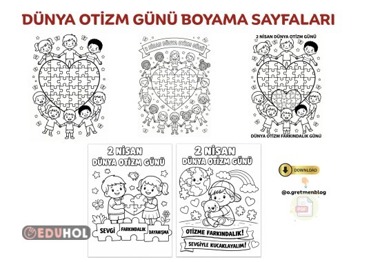 Dünya Otizm Günü Boyama Sayfaları