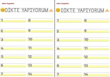 1.SINIF DİKTE ÇALIŞMA SAYFASI