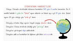 Dünya'mızın Hareketleri Ek Bilgiler