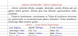 Yabancı Kelimelerin Türkçe Karşılıkları Defter Notu