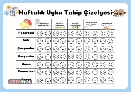 HAFTALIK UYKU TAKİP FORMU