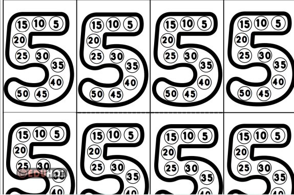 5'er ritmik sayma (deftere yapıştırmak için)