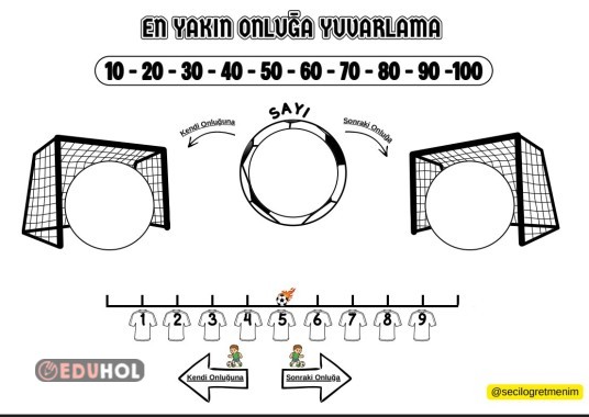En Yakın Onluğa Yuvarlama A4 boyutu Çalışma Kâğıdı