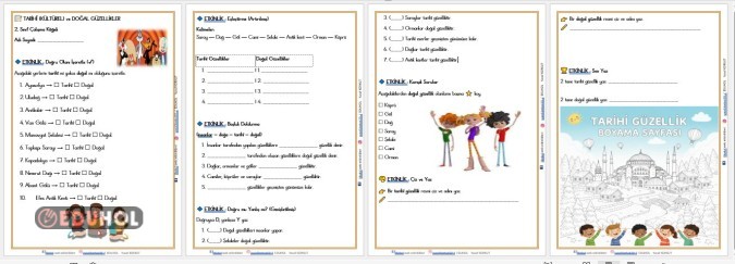 2. SINIF HAYAT BİLGİSİ TARİHİ VE DOĞAL GÜZELLİKLERİMİZ ÇALIŞMA KAĞITLARI