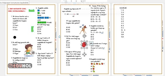 2. SINIF MATEMATİK GENEL SÜREÇ DEĞERLENDİRME 6