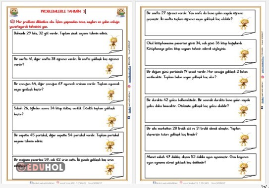 2. SINIF MATEMATİK PROBLEMLERLE TAHMİN 3