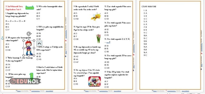 2.  SINIF MATEMATİK SÜREÇ DEĞERLENDİRME TESTİ 4