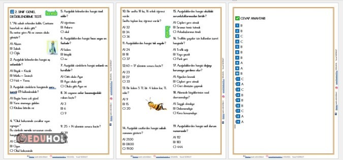 2. SINIF TEMEL DERSLER  GENEL TEKRAR TESTİ