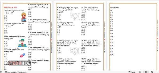 RİTMİT SAYILAR (İLERİ-GERİ) TESTİ