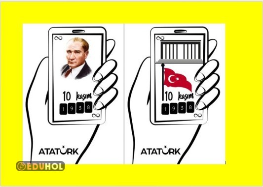 10 KASIM ATATÜRK TELEFON EKRANI ÇALIŞMA  KAĞIDI İKİ AYRI SAYFA