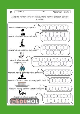 ATATÜRK'ÜN HAYATI ÇALIŞMA KAĞIDI