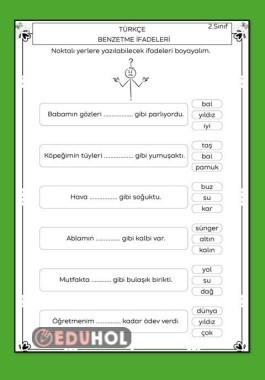 BENZETME İFADELERİ ÇALIŞMA KAĞIDI