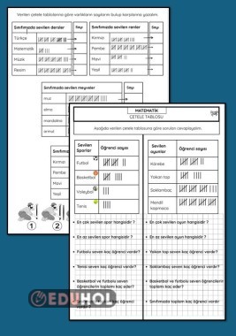 ÇETELE VE SIKLIK TABLOSU OLUŞTURMA ÇALIŞMA KAĞIDI