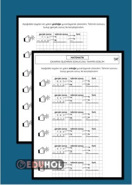Çıkarma işleminde farkı tahmin etme çalışma kağıdı