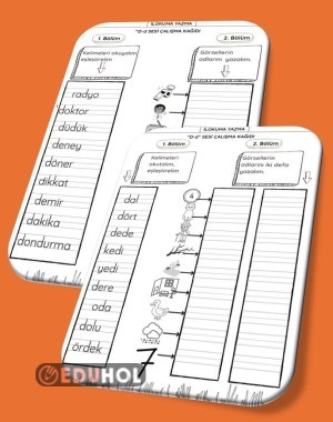 D SESİ KELİME OKU EŞLEŞTİR YAZ ÇALIŞMA KAĞIDI