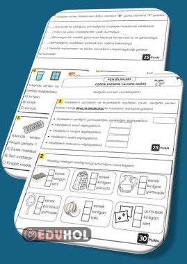 FEN DEĞERLENDİRME SINAVI < MADDE> ÇALIŞMA KAĞIDI