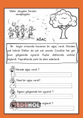 Ğ SESİ AĞAÇ METNİ ÇALIŞMA KAĞIDI