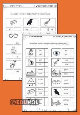 G SESİ ÇALIŞMA KAĞIDI BUL BOYA EKSİK HECE TAMAMLA.