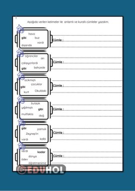 HAFTA SONU TÜRKÇE ANLAMLI KURALLI CÜMLE ÇALIŞMA KAĞIDI